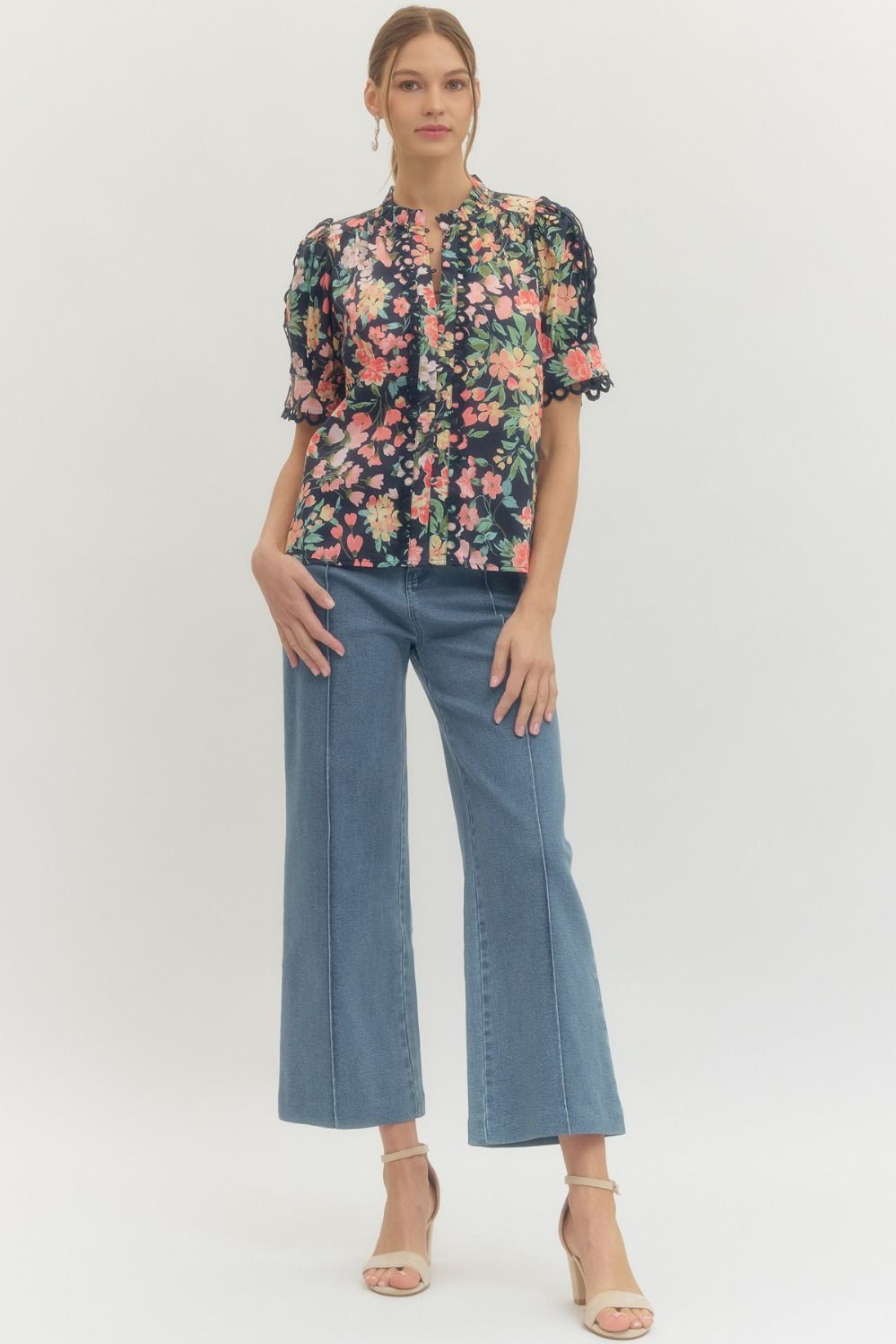 Floral Lace Sleeve Top