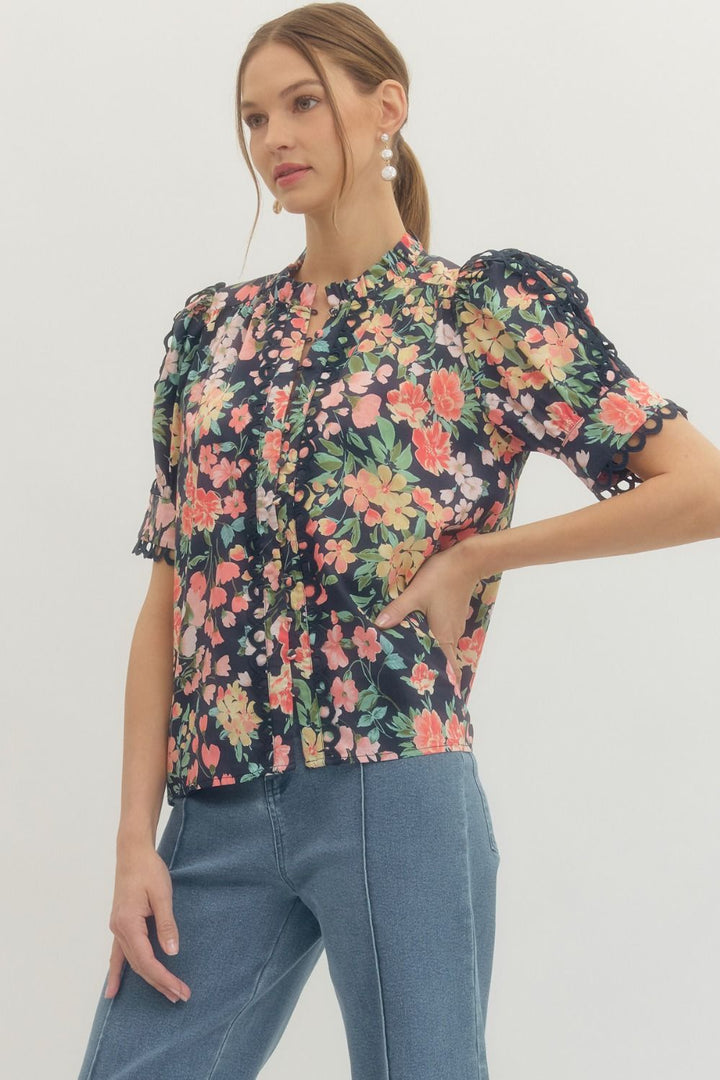 Floral Lace Sleeve Top