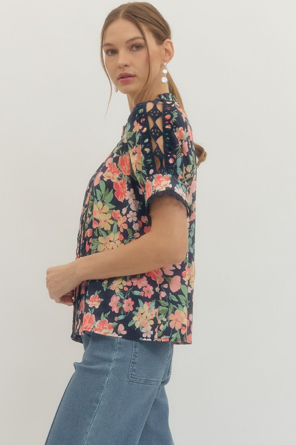 Floral Lace Sleeve Top