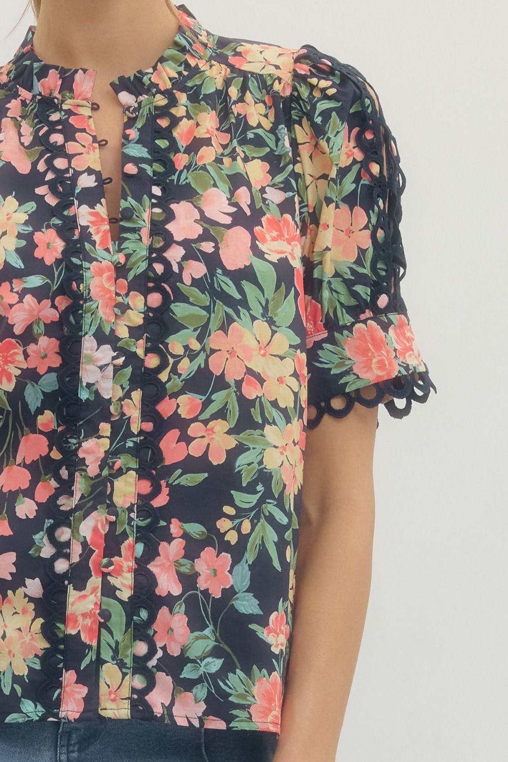 Floral Lace Sleeve Top