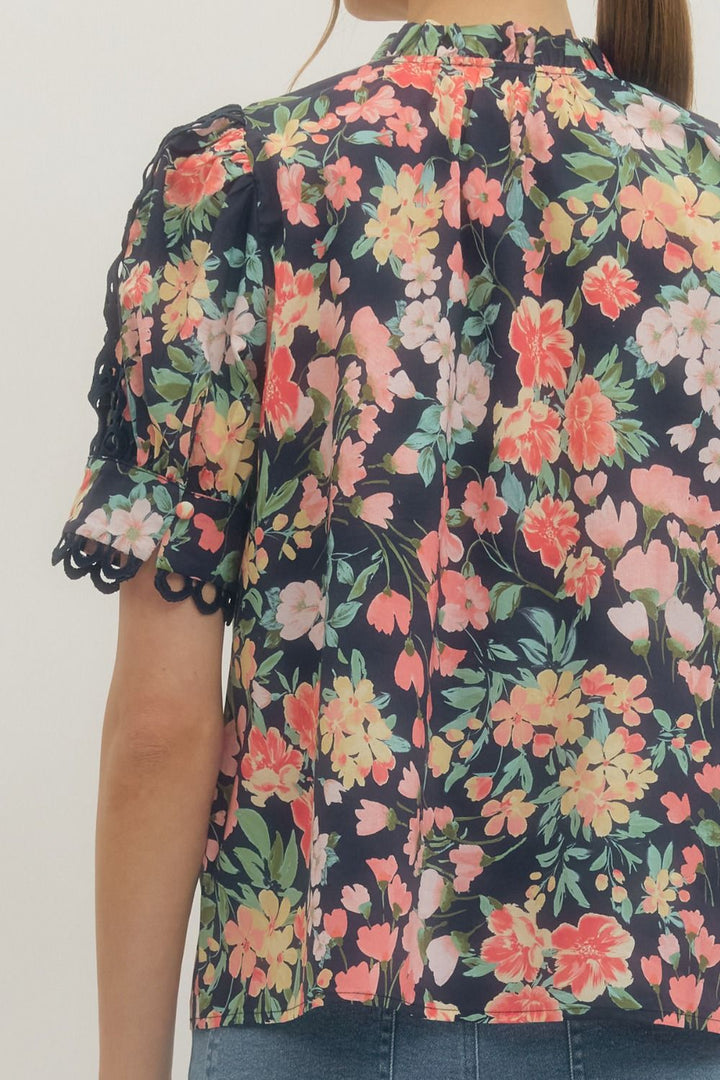 Floral Lace Sleeve Top