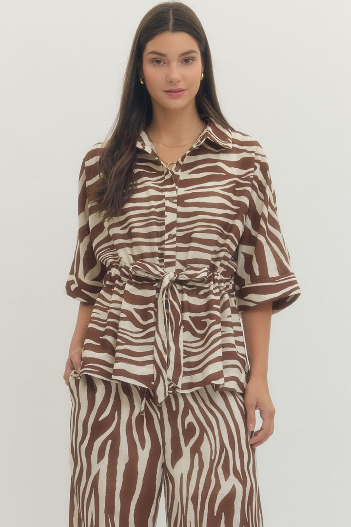 Zebra Tie Waist Top