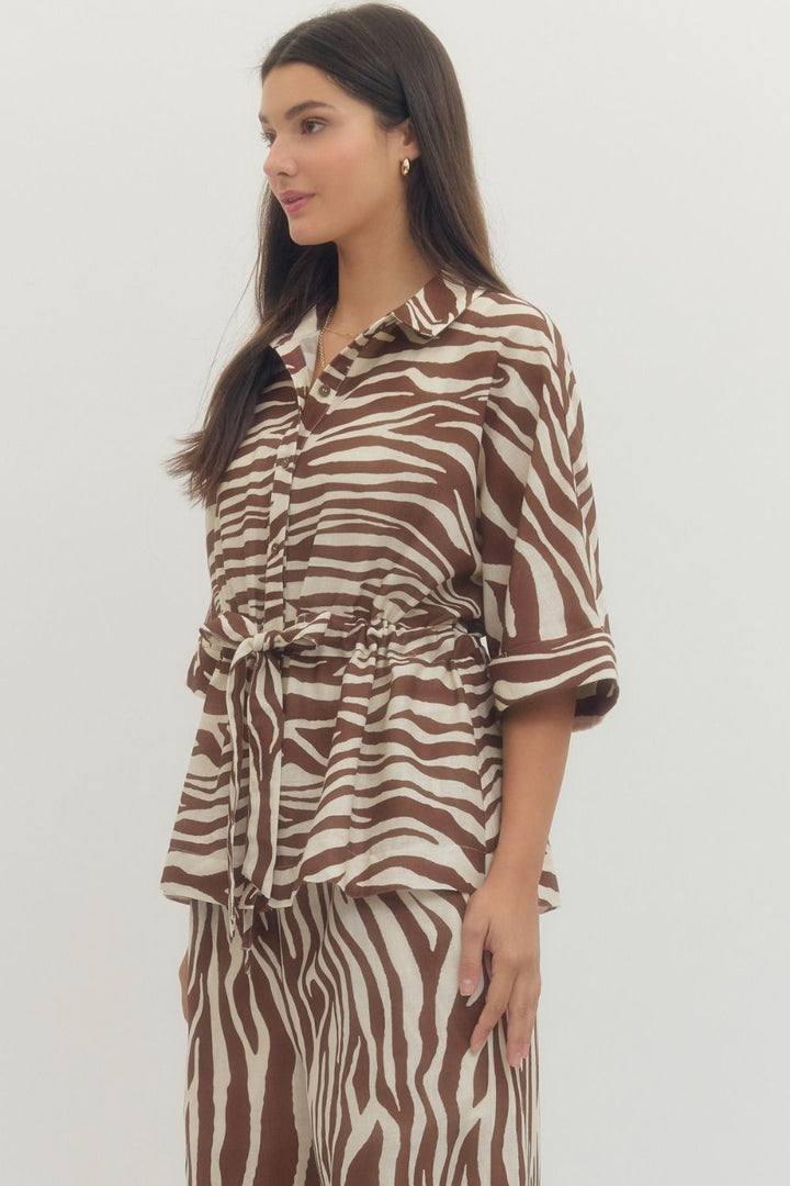 Zebra Tie Waist Top