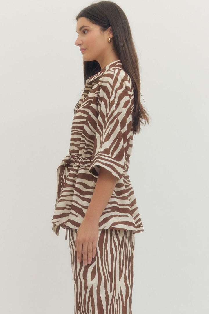 Zebra Tie Waist Top