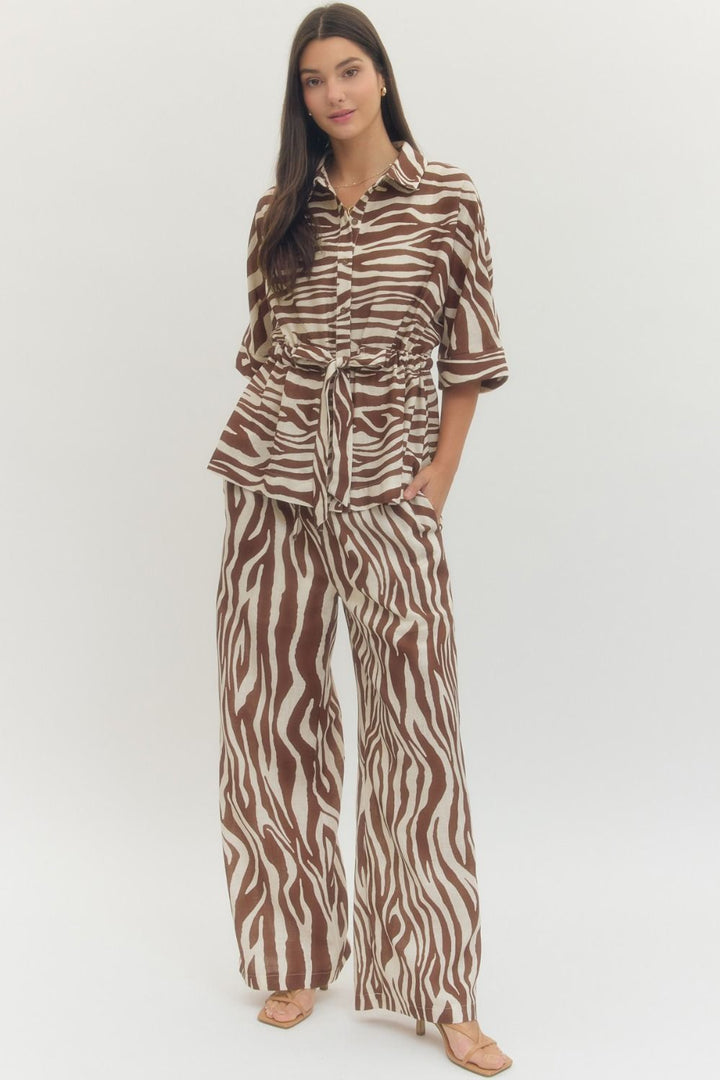 Zebra Tie Waist Top