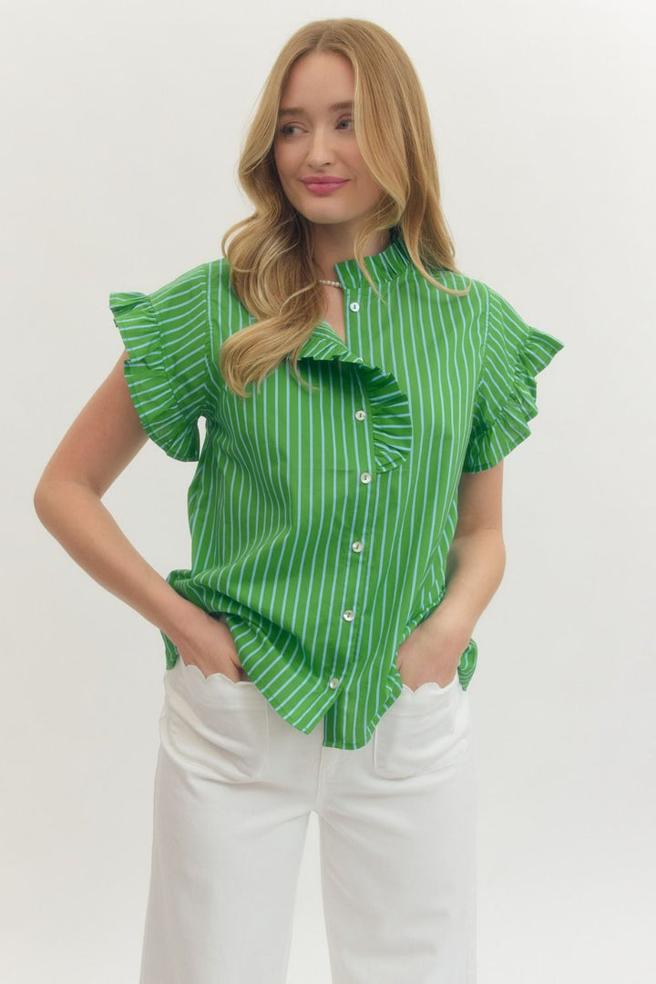 The Striped Ruffle Top