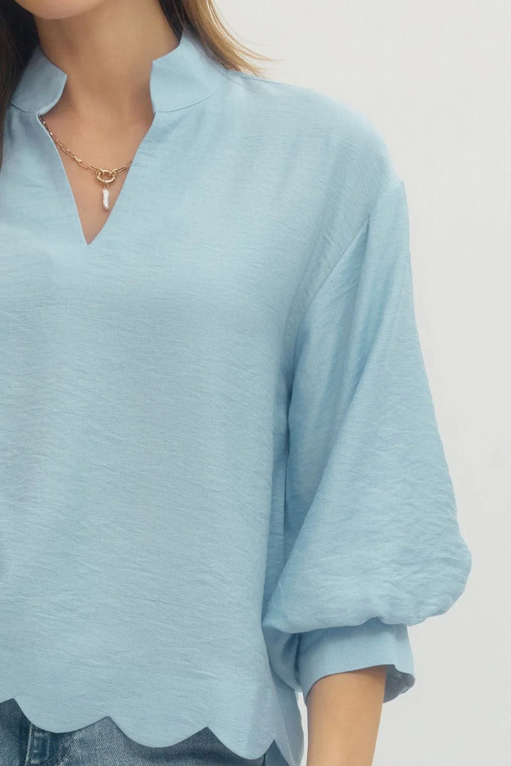 Sky Scallop Hem Top