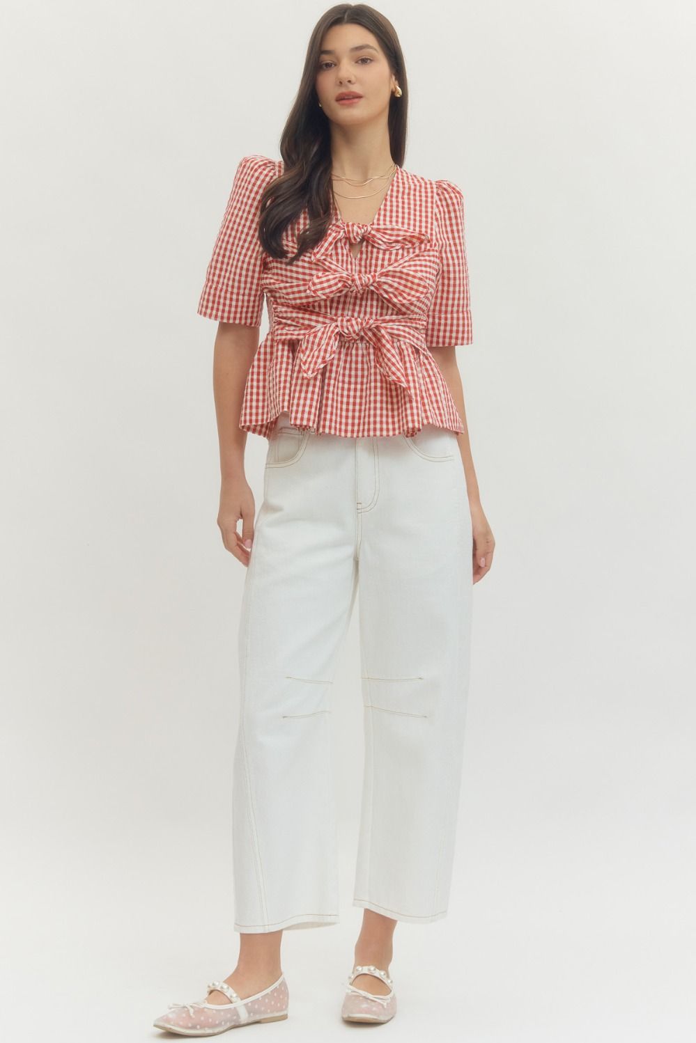 Gingham Bow Top