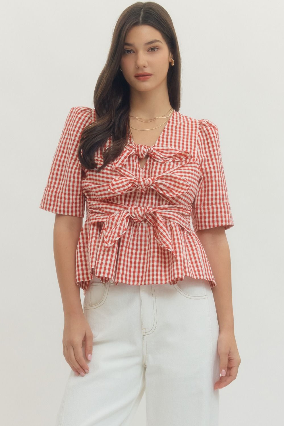 Gingham Bow Top