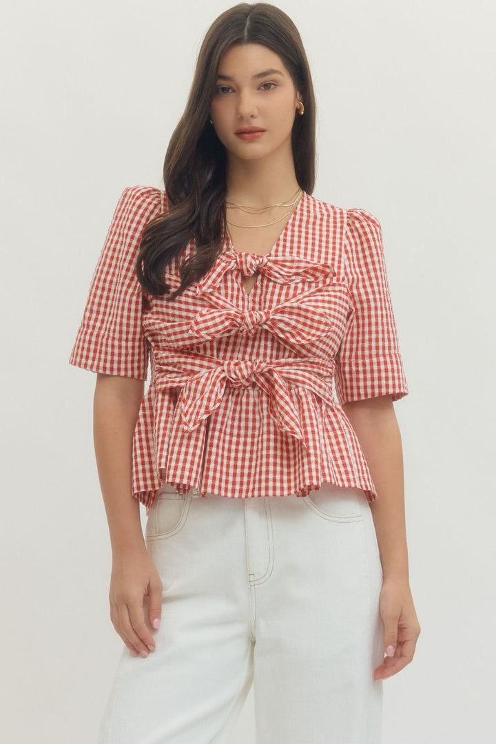 Gingham Bow Top