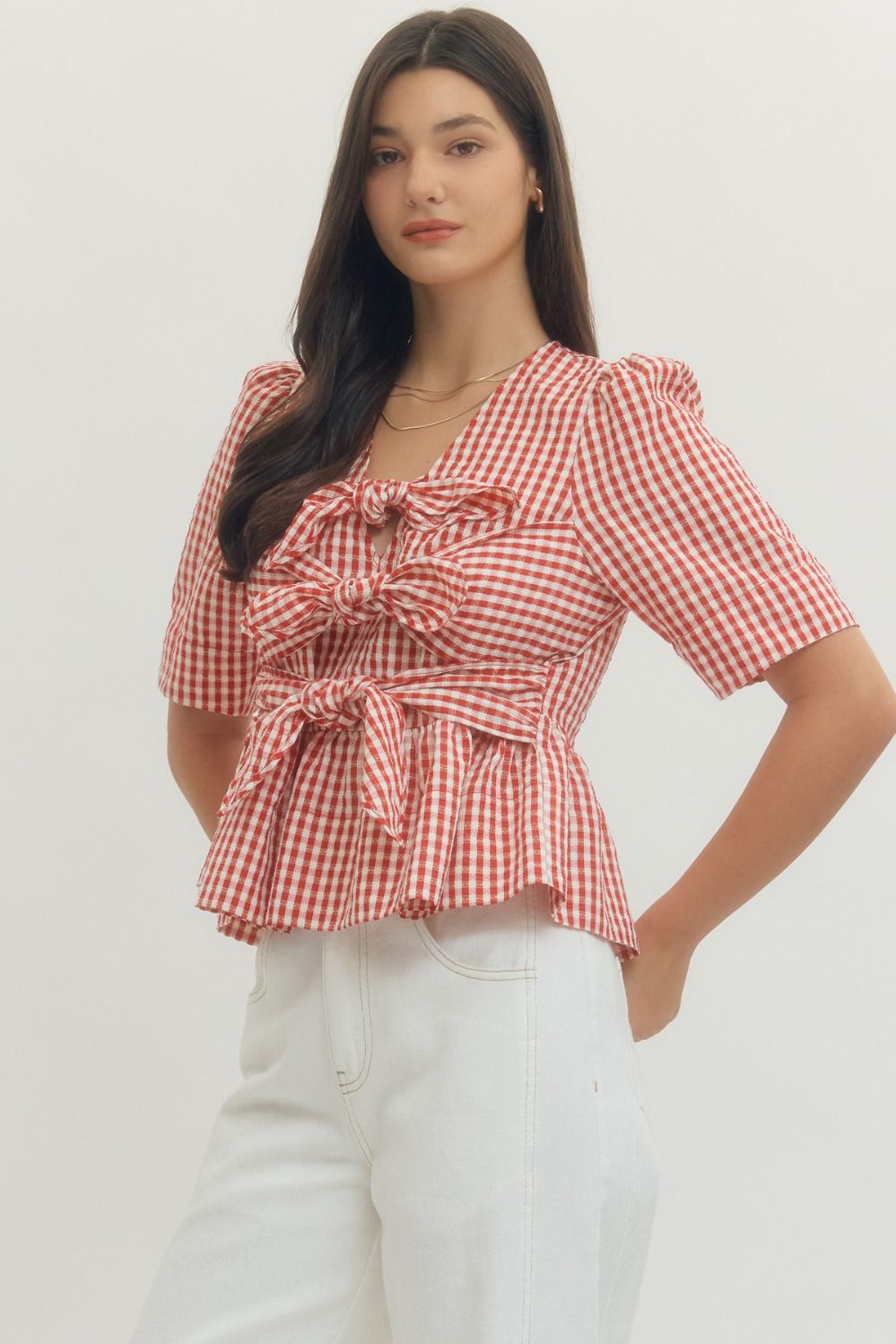 Gingham Bow Top