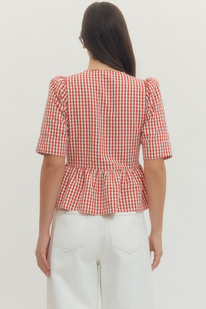 Gingham Bow Top