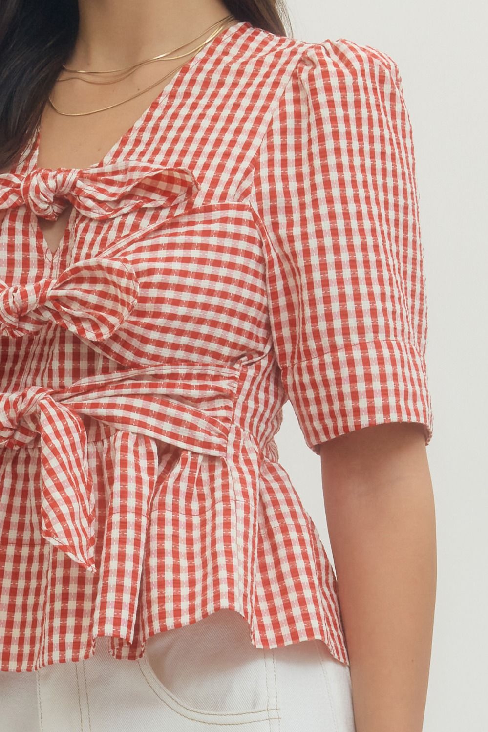 Gingham Bow Top