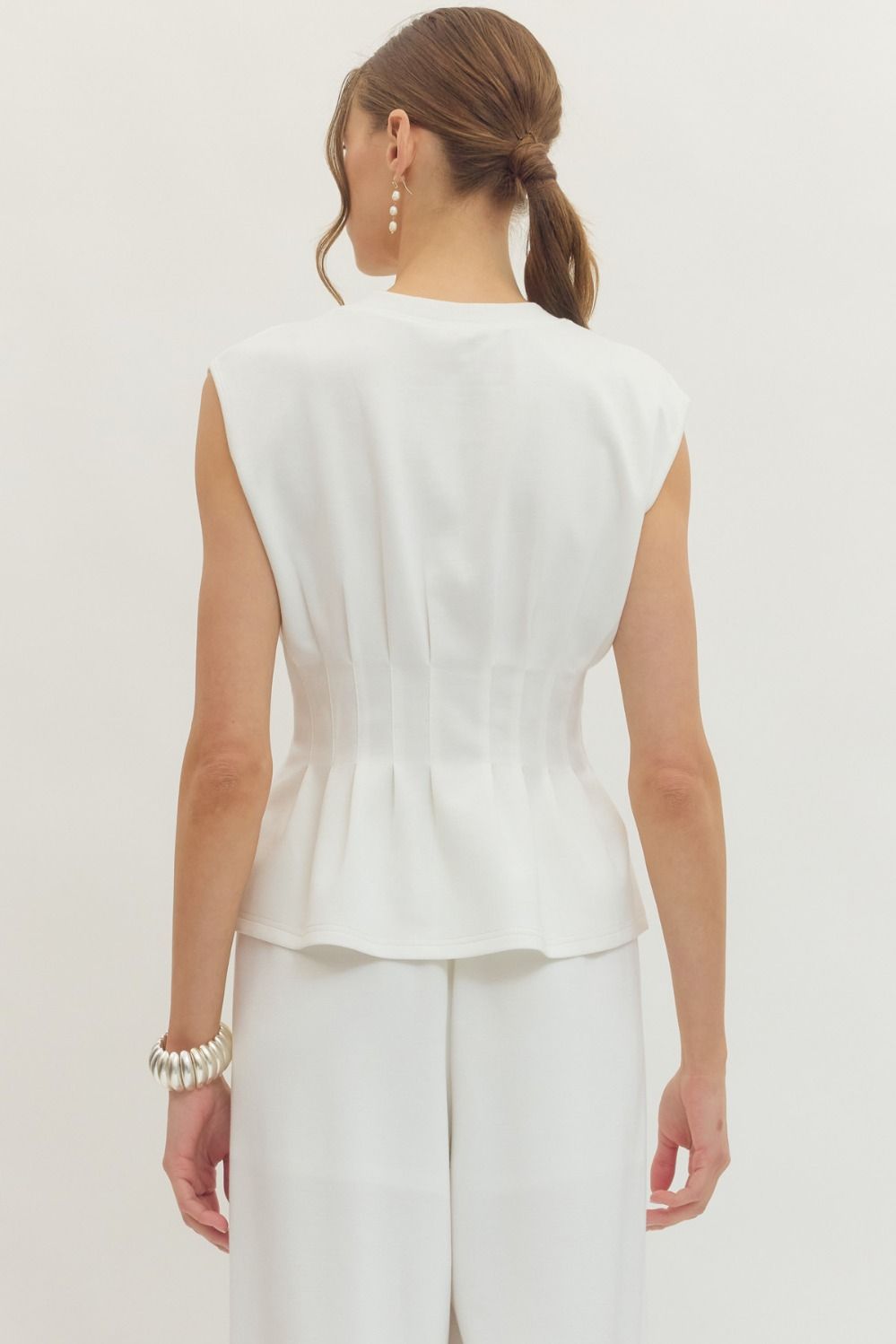 Pleated Waist Sleeveless Top