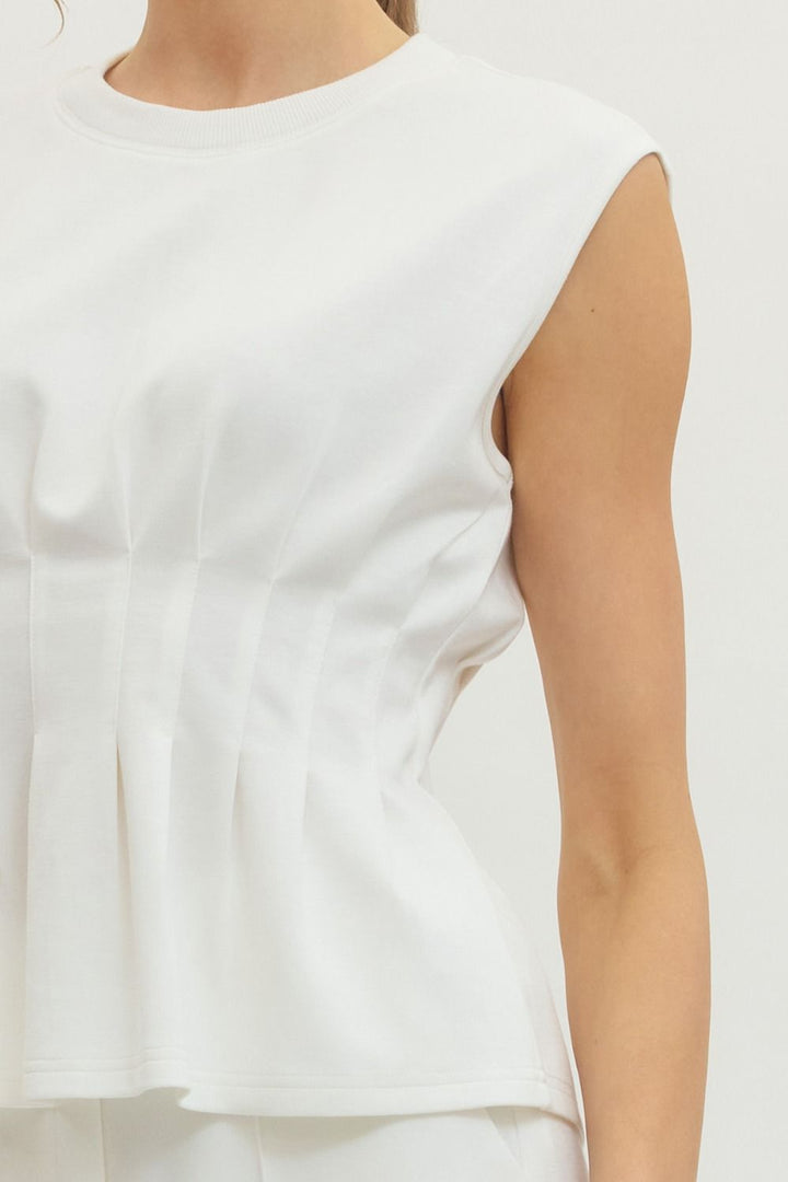 Pleated Waist Sleeveless Top