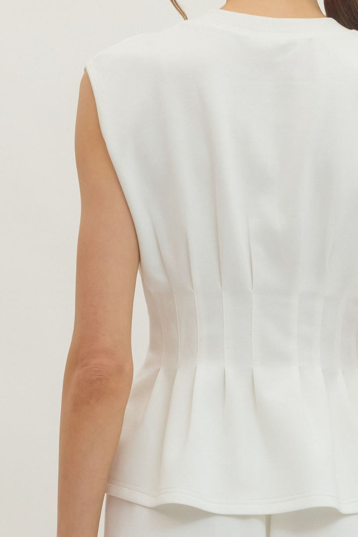 Pleated Waist Sleeveless Top