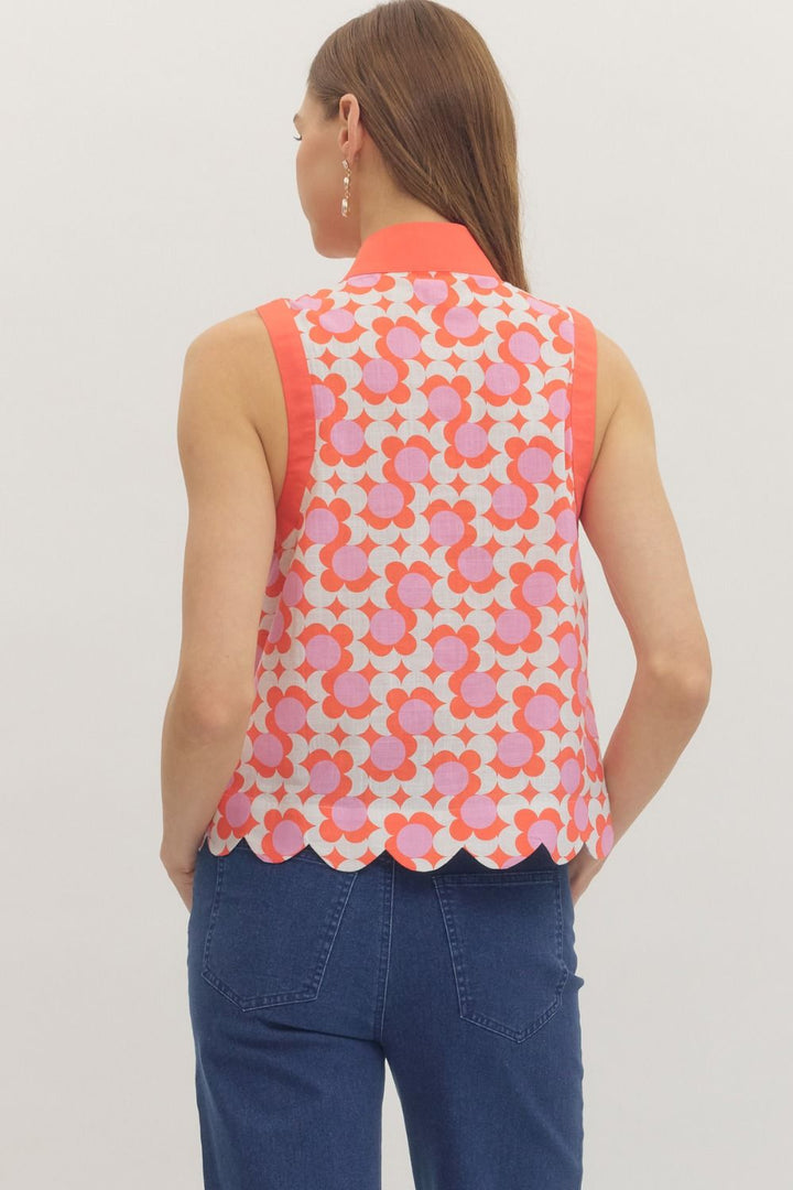 Coral Scalloped Top