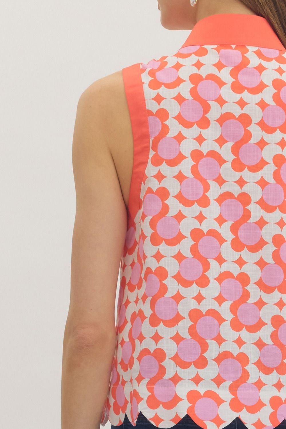 Coral Scalloped Top