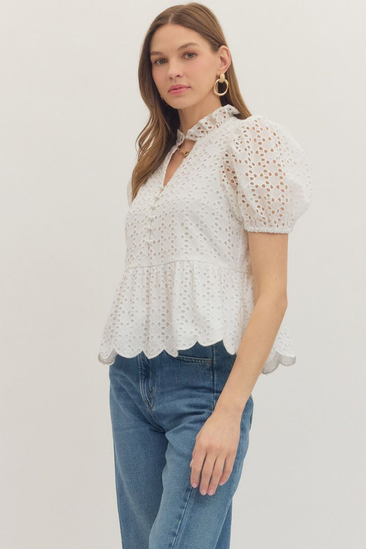 White Eyelet Top
