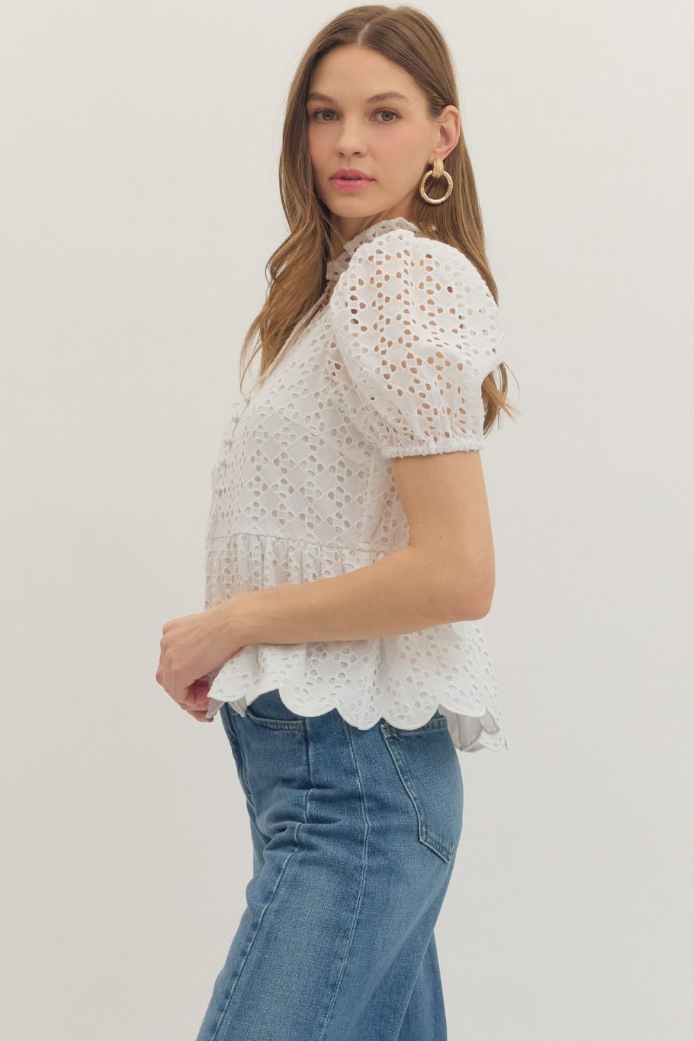White Eyelet Top
