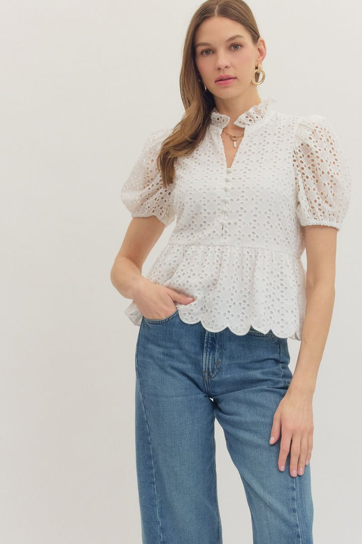 White Eyelet Top