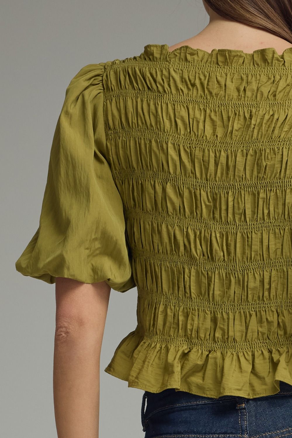 Olive Smocked Top