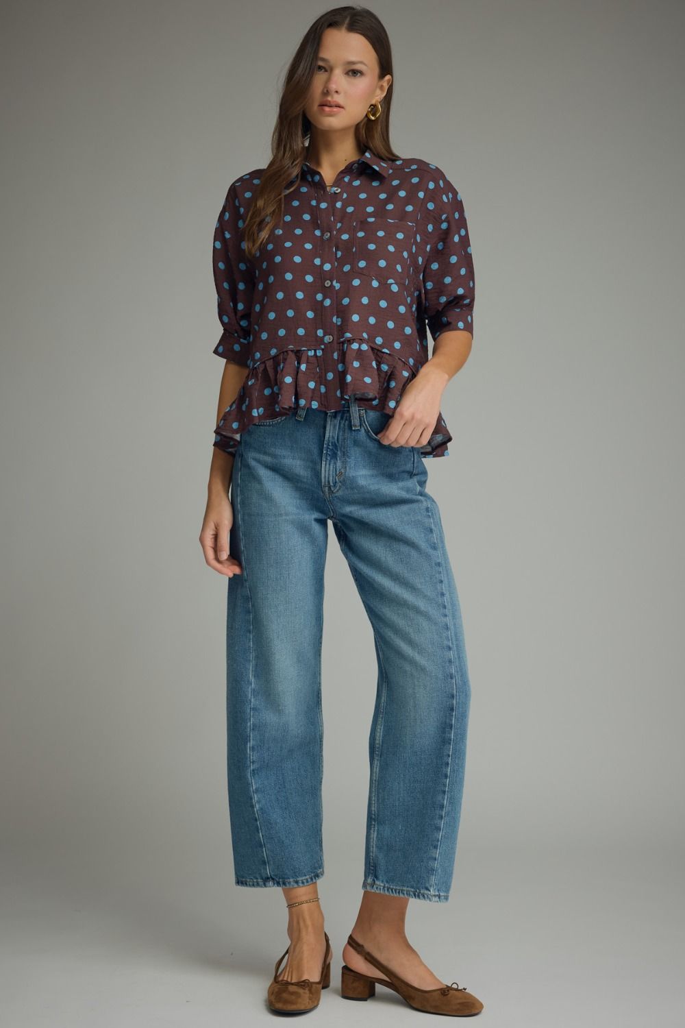 Teal Polka Dot Top