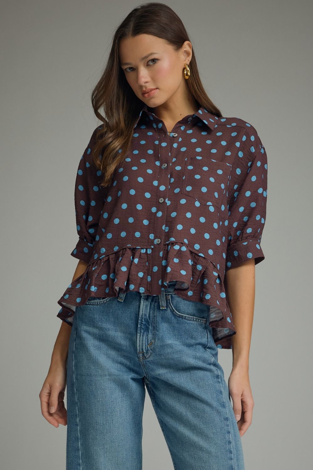 Teal Polka Dot Top