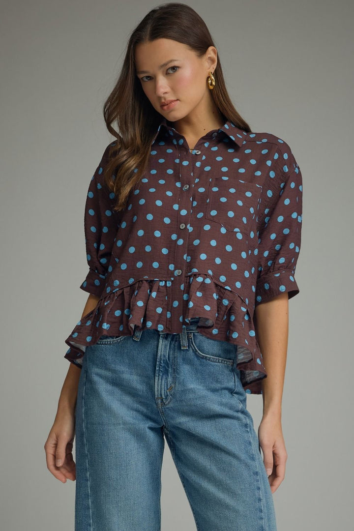 Teal Polka Dot Top