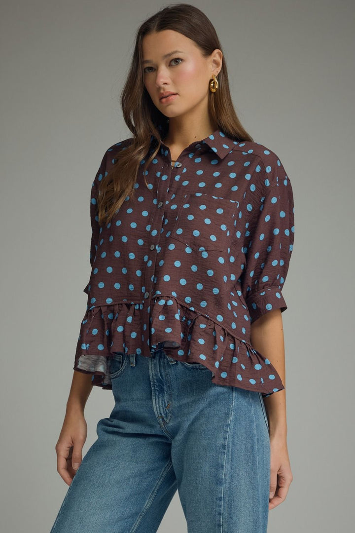 Polka Dot Ruffle Top