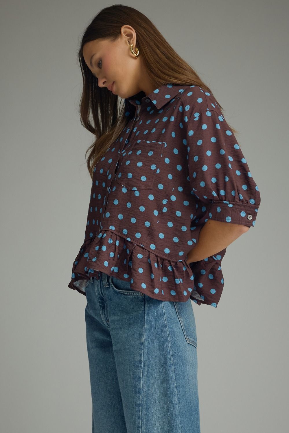 Teal Polka Dot Top