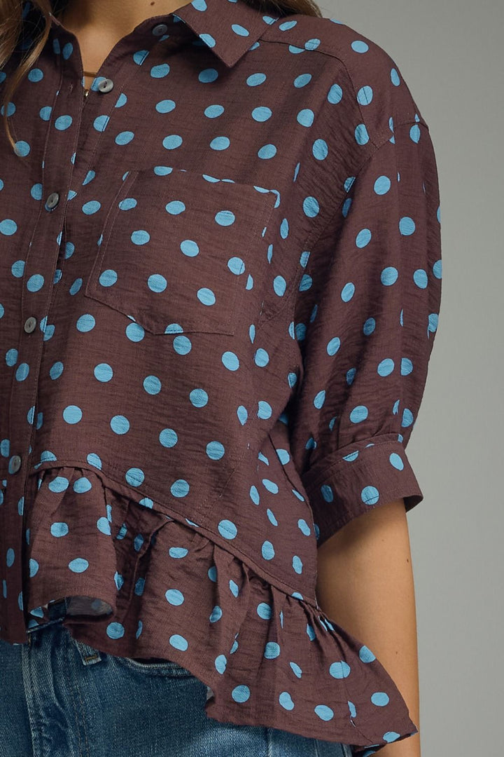 Teal Polka Dot Top