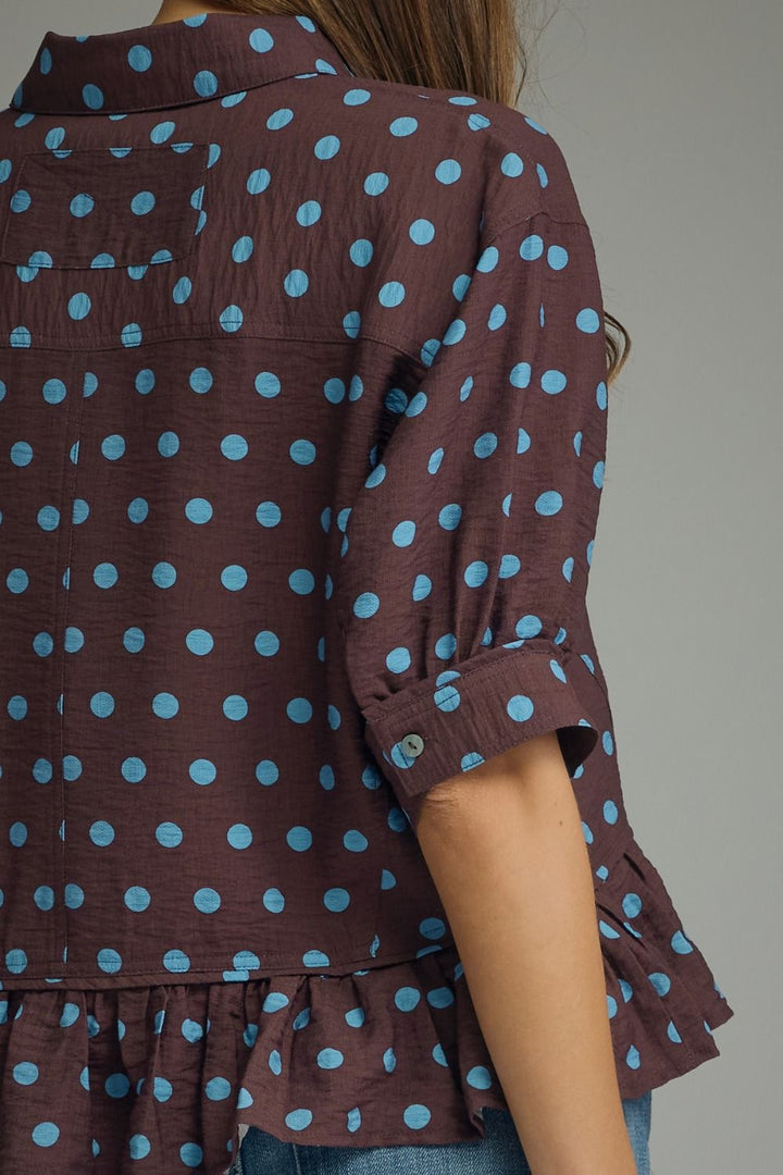 Teal Polka Dot Top