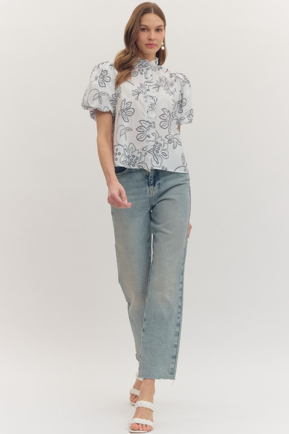 Botanical Ruffle Trim Top