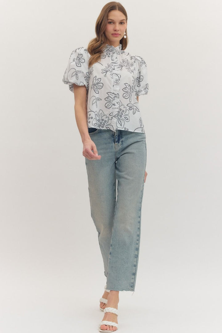 Botanical Ruffle Trim Top