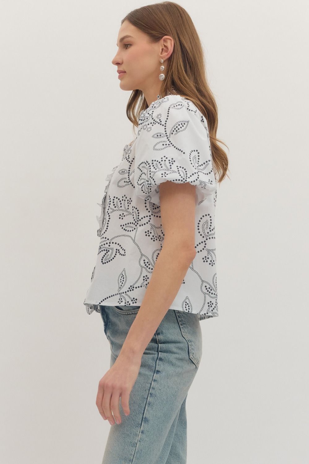 Botanical Ruffle Trim Top