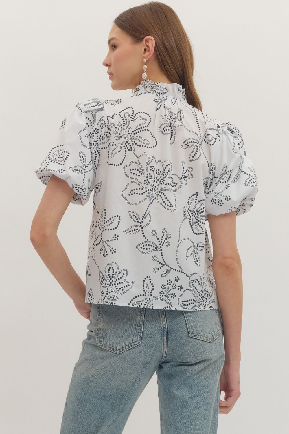 Botanical Ruffle Trim Top