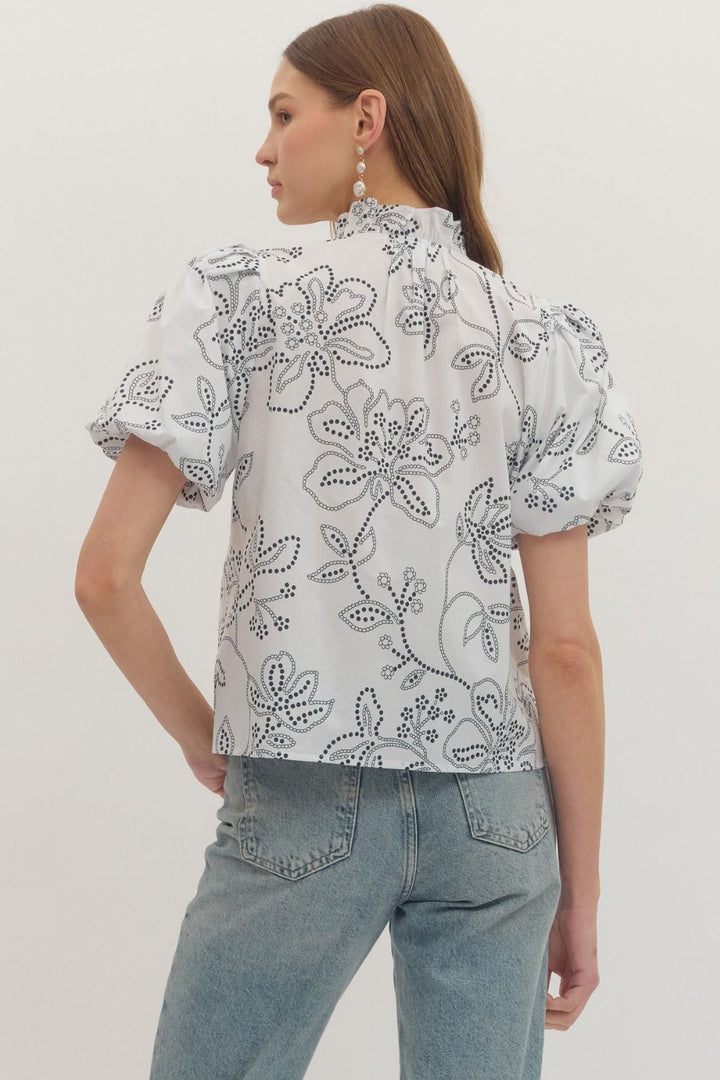 Botanical Ruffle Trim Top