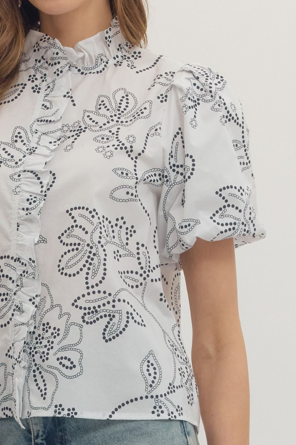 Botanical Ruffle Trim Top