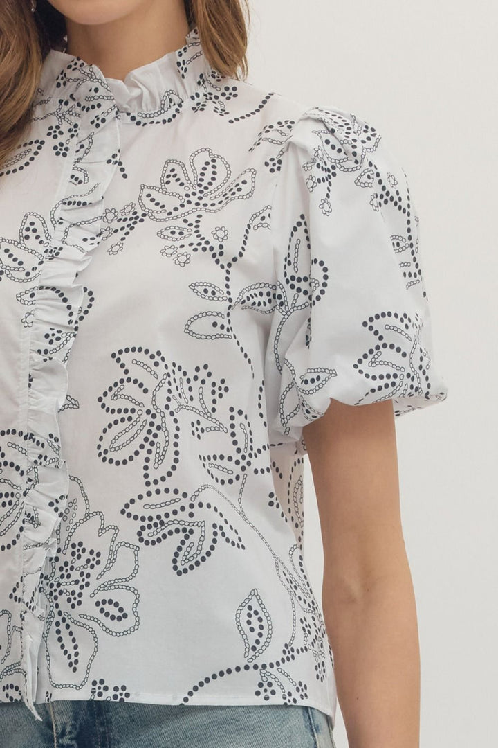 Botanical Ruffle Trim Top