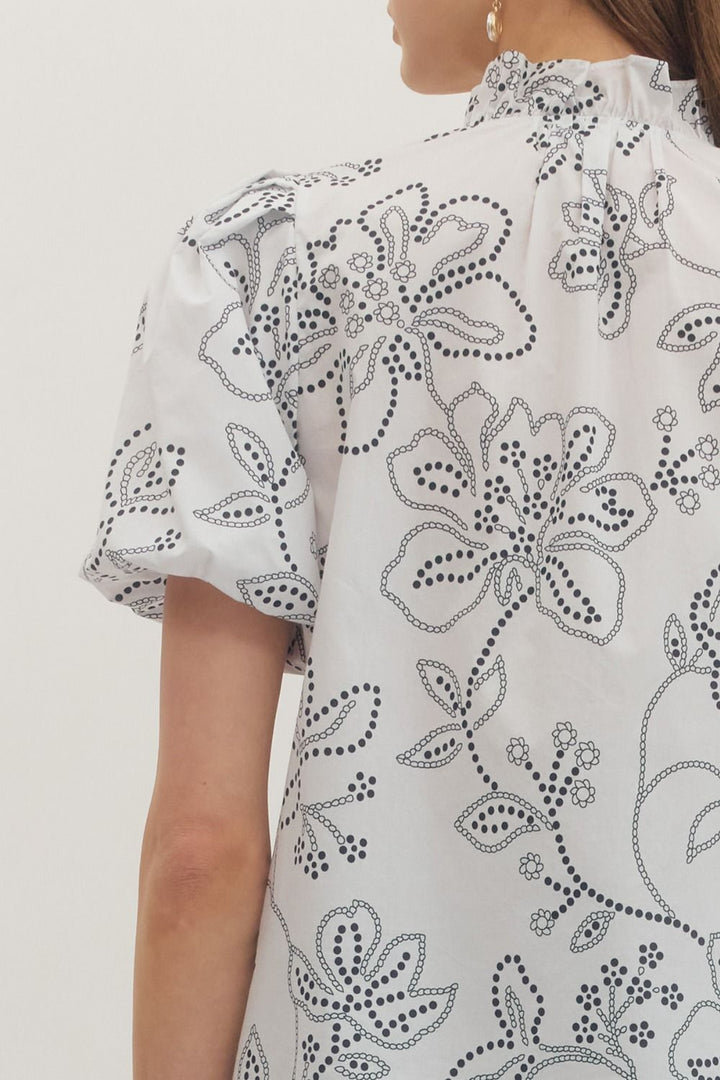 Botanical Ruffle Trim Top