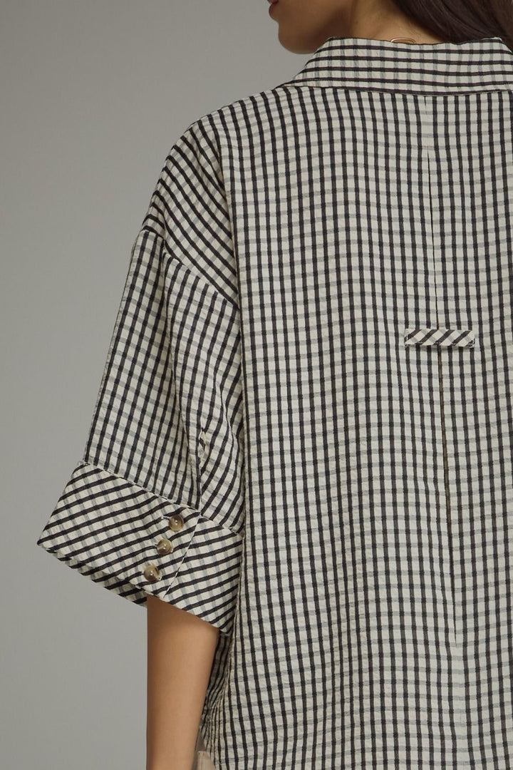 Gingham 3/4 Sleeve Top