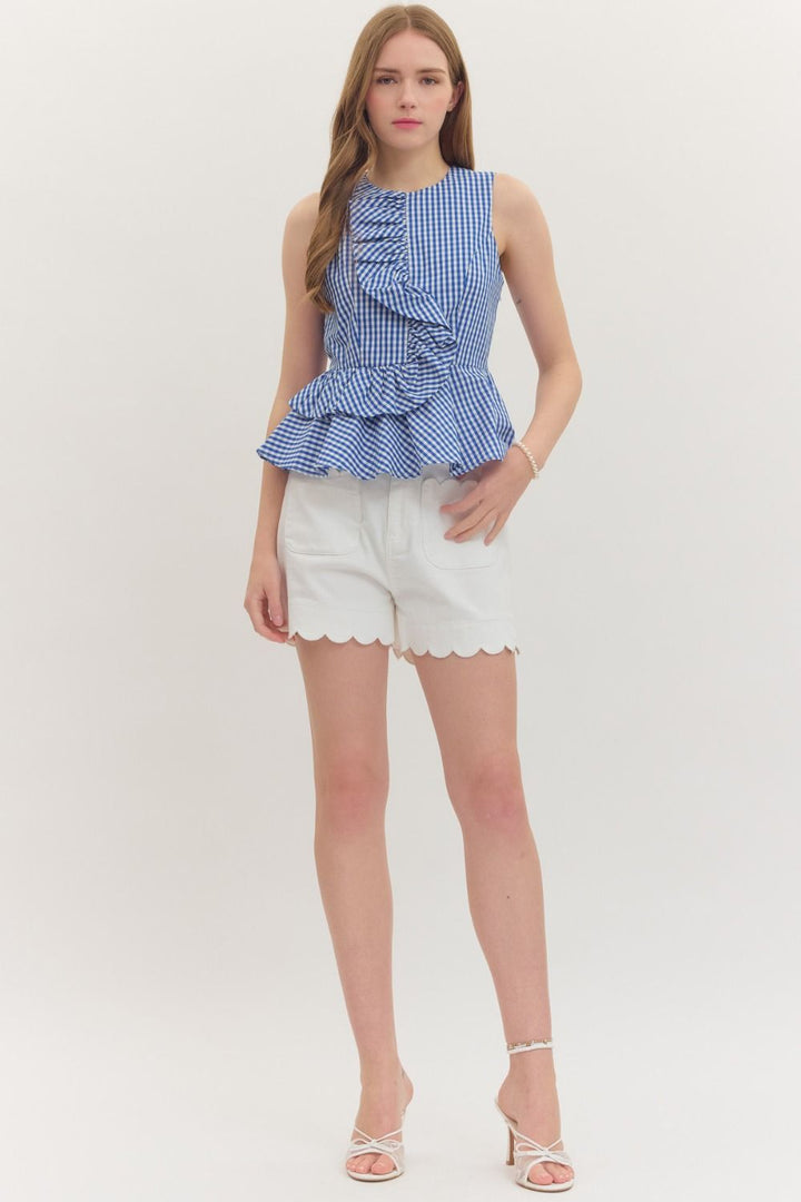 Gingham Peplum Top