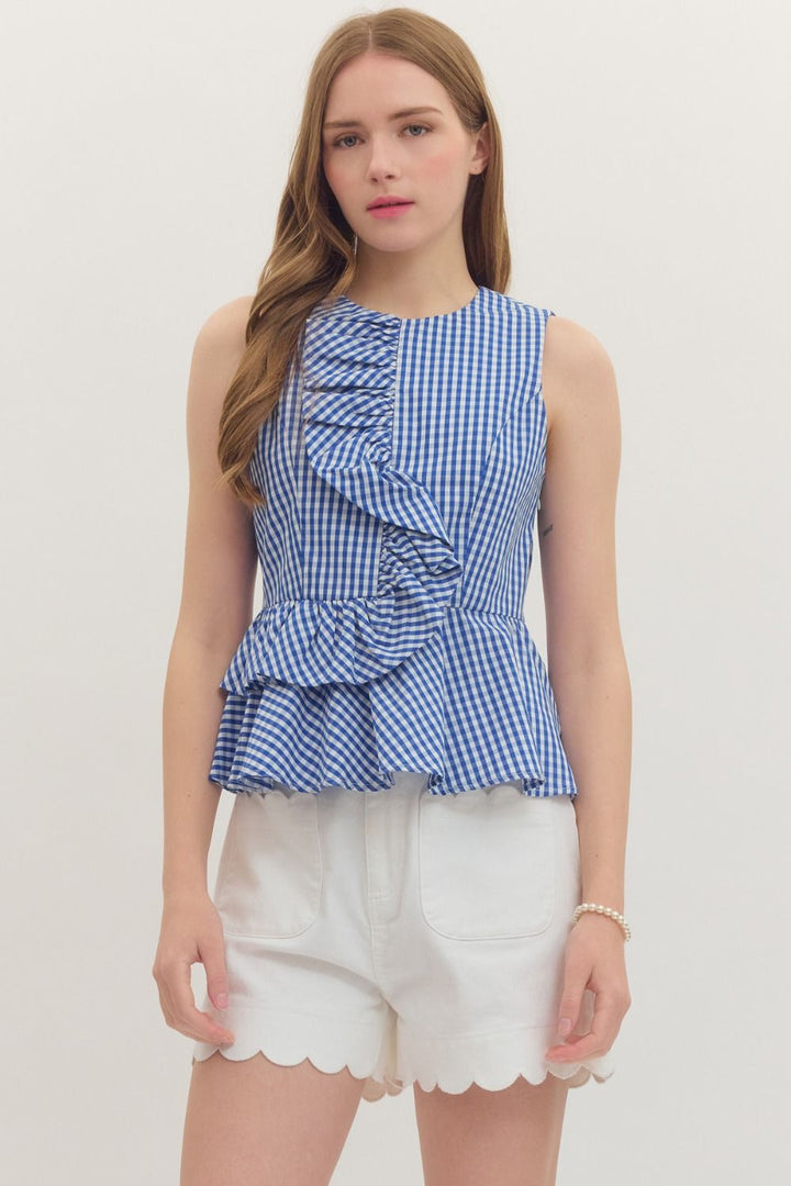 Gingham Peplum Top