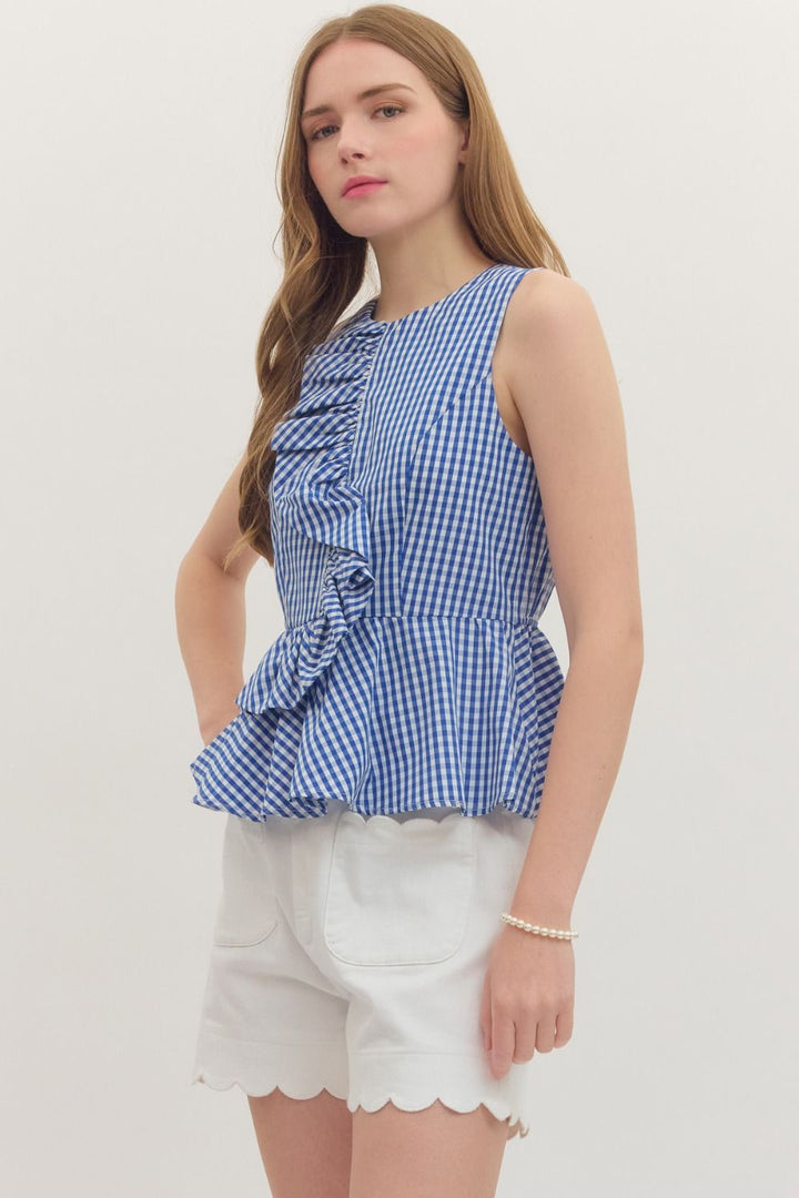 Gingham Peplum Top