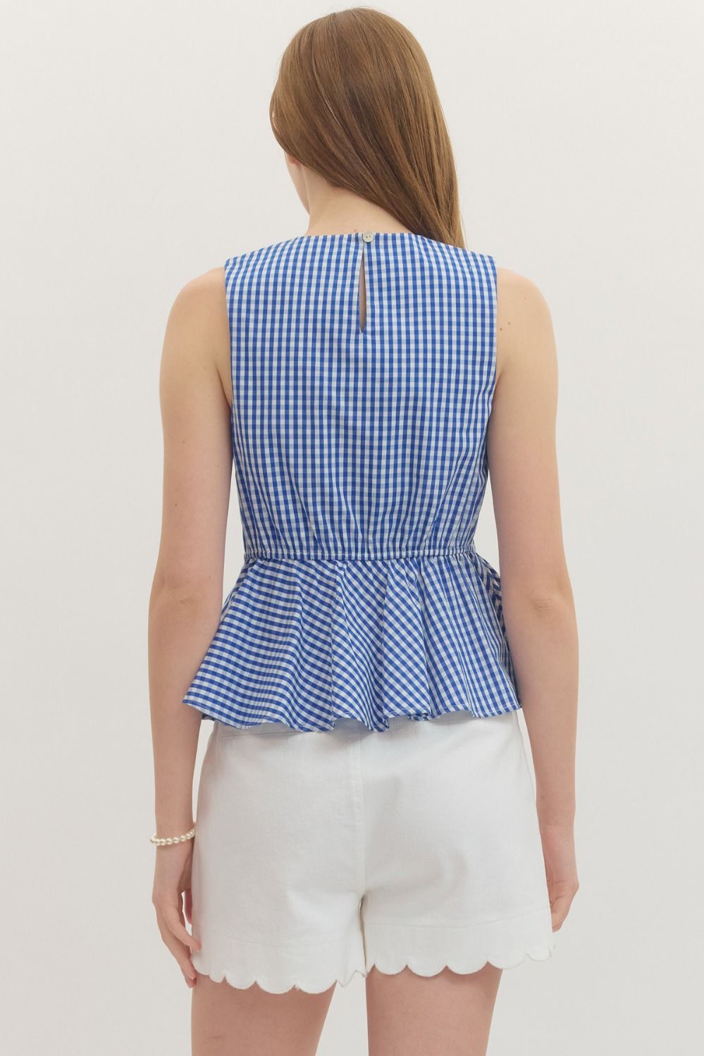 Gingham Peplum Top