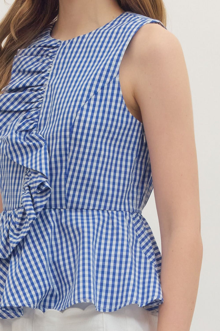 Gingham Peplum Top