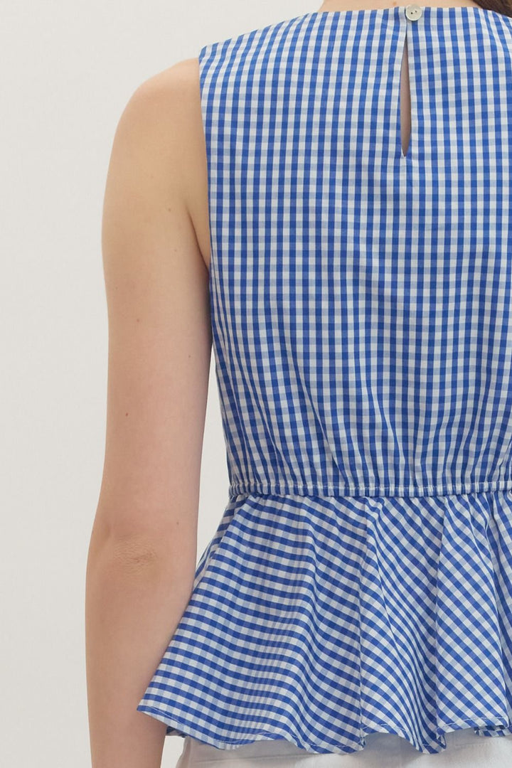 Gingham Peplum Top