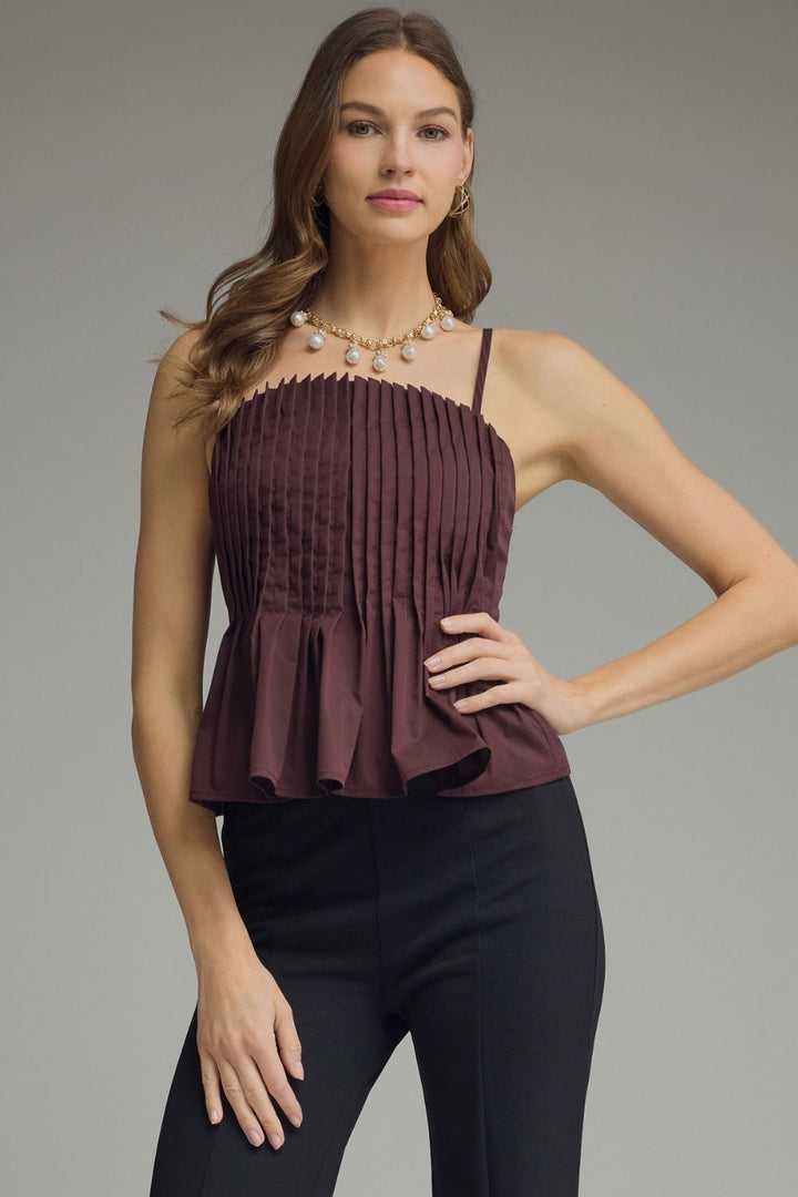 Carob Pleated Top