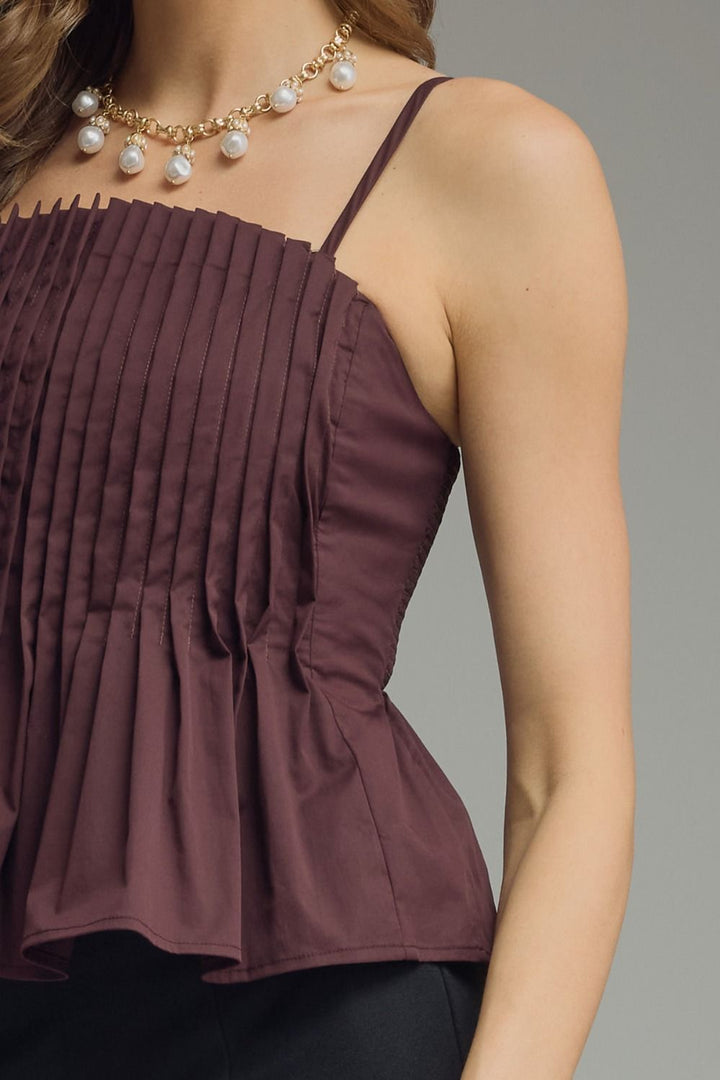 Carob Pleated Top